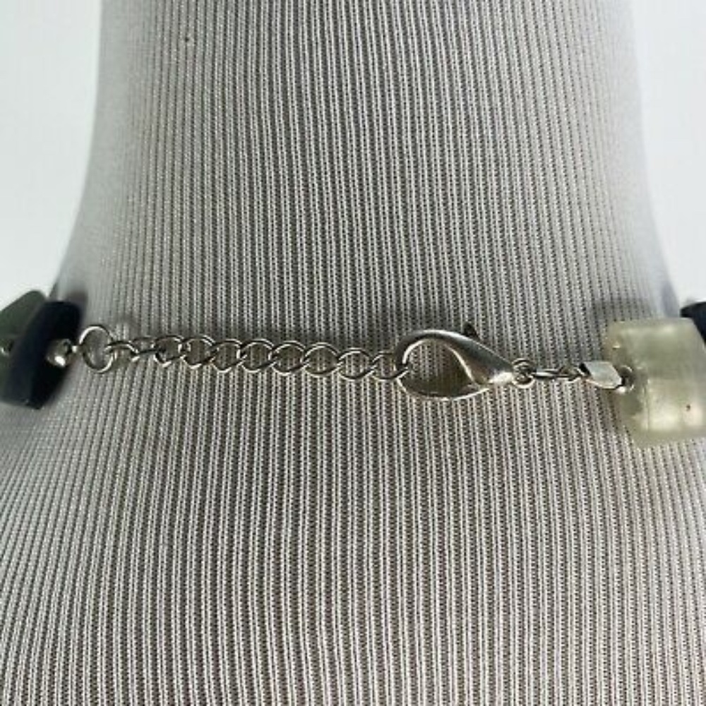 Glass Square Circle Black Statement Necklace Ital… - image 4